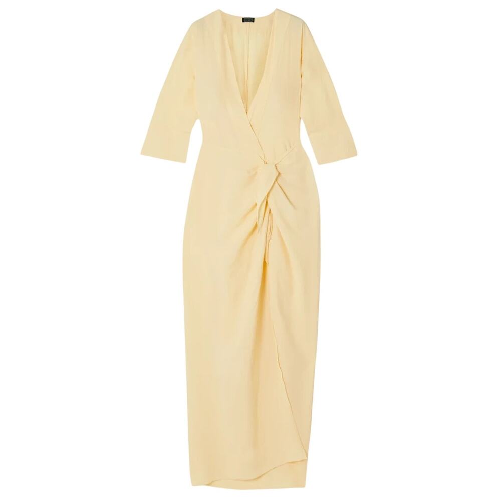 Haight Knotted Yellow Wrap Dress Size X Large